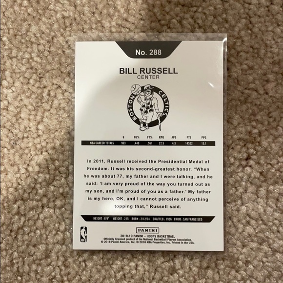 Bill Russell card - Picture 2 of 2